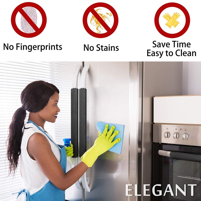 MRKG Refrigerator Door Handle Covers, Set of 6, Handle Covers for Fridge and Microwave Oven, Minimalist, Innovative, Keep Your Kitchen Appliance Clean from Smudges, Drips, Food Stains, Oil (Black) - Image 2